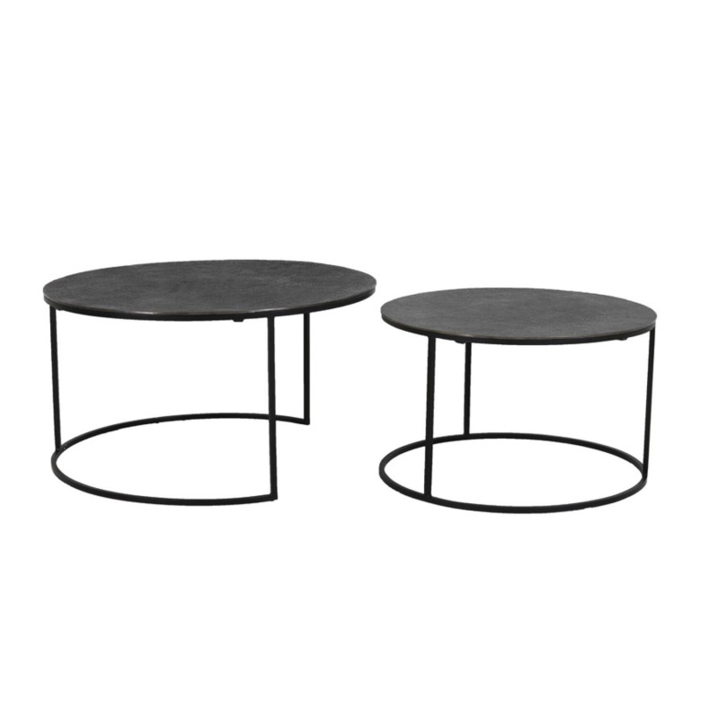 CAFE TABLE RNG METAL TEX TOP ANTIQUE BLACK SET OF 2 - CAFE, SIDE TABLES